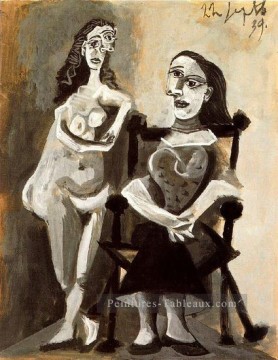 Nu debout et femme assise 1 1939 cubiste Peinture à l'huile